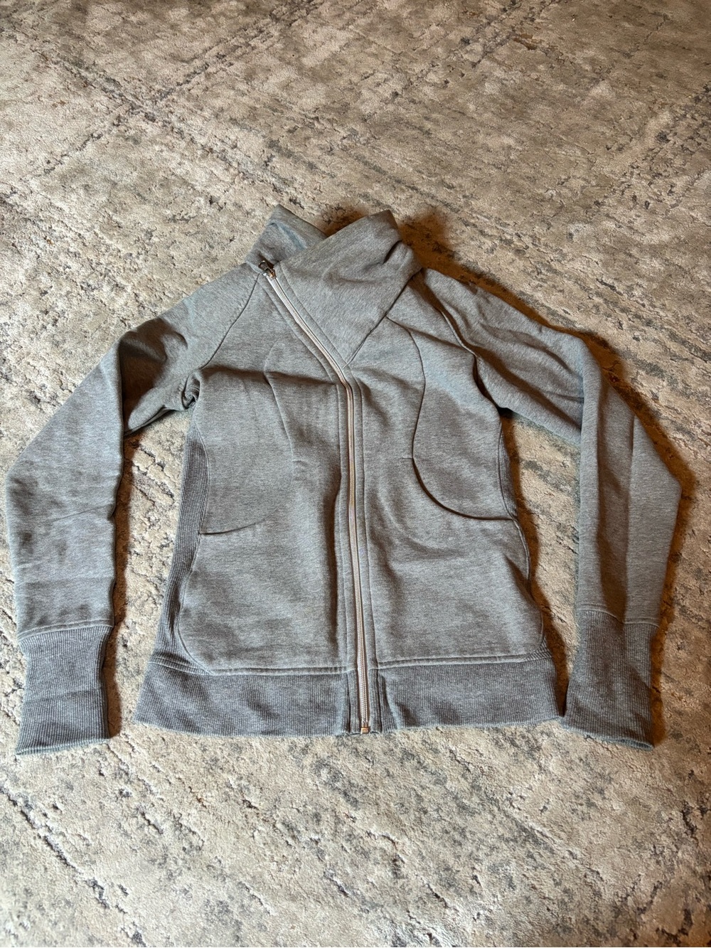 lululemon athletica Gray Asymmetrical Zip Cowl Neck Sweater